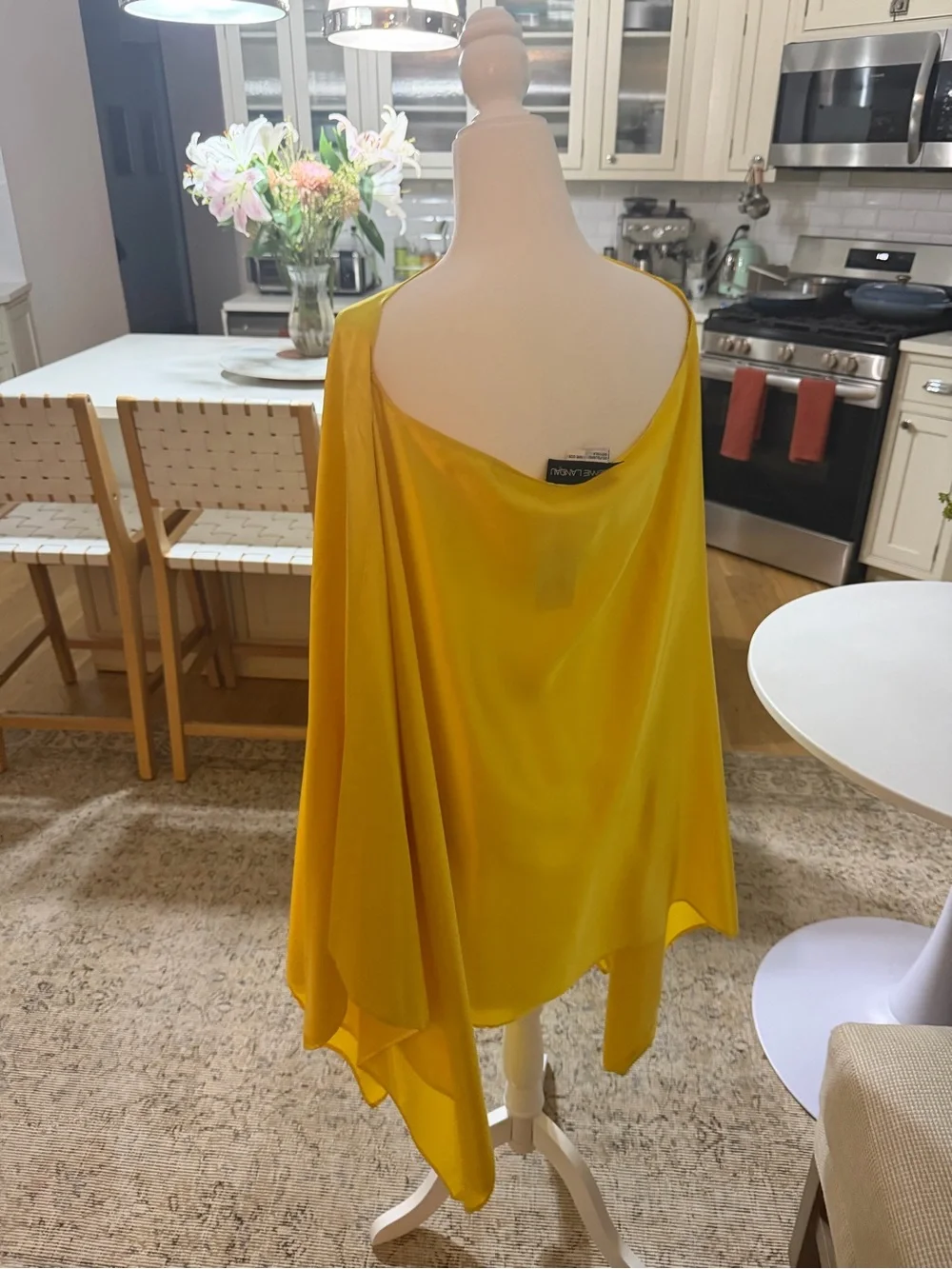 100% Silk Yellow Cape Poncho